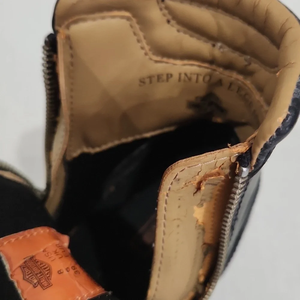 Harley Davidson Womens 84178 Motorcycle Boots Leather Block Heel Double Zipper